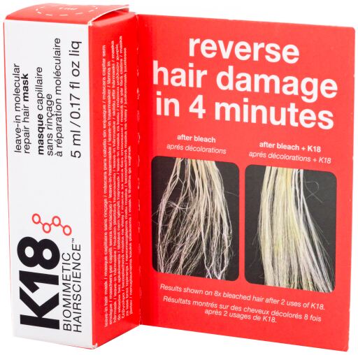 K18 Biomimetic Hairscience | Leave-In Molecular Repair Hair Mask Travel Size