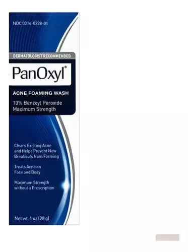 Panoxyl | Foaming Acne Wash 10% Benzoyl Peroxide 28g Travel Size