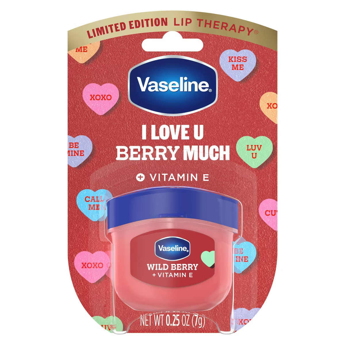 Vaseline | Valentines Limited Edition Mini Lip Balm - Wild Berry - I Love U Berry Much