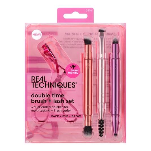 Real Techniques | Double Time Makeup Brush + Lash Curler Set