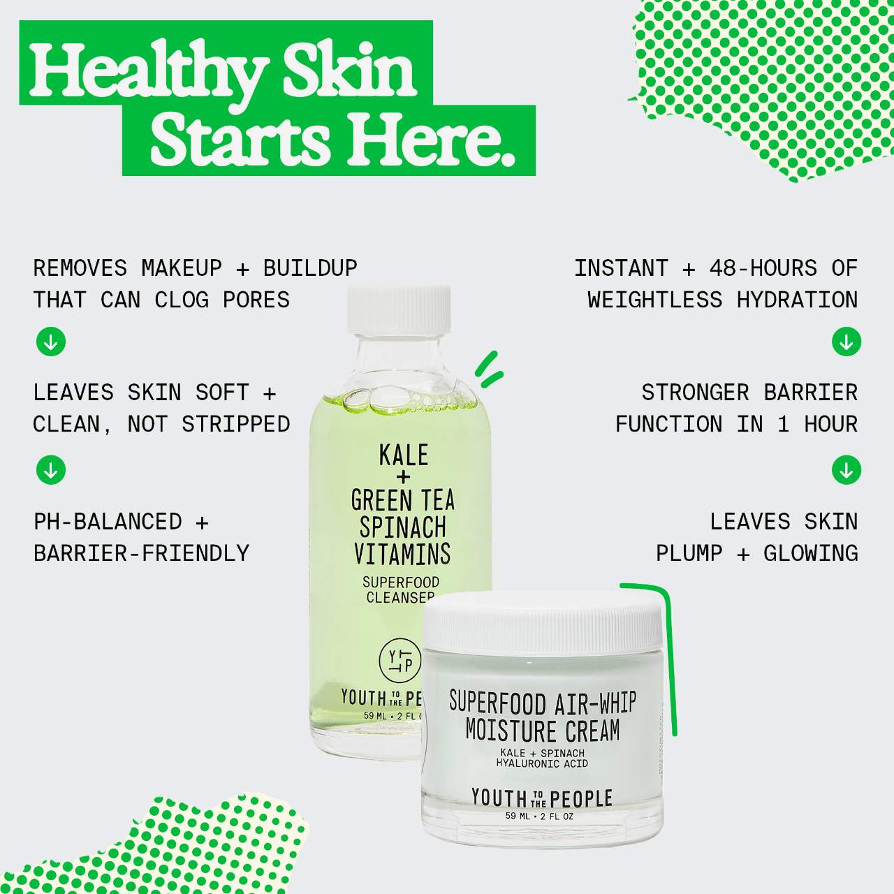 Youth To The People | Superfood Daily Duo with Cleanser and Air-Whip Lightweight Face Moisturizer