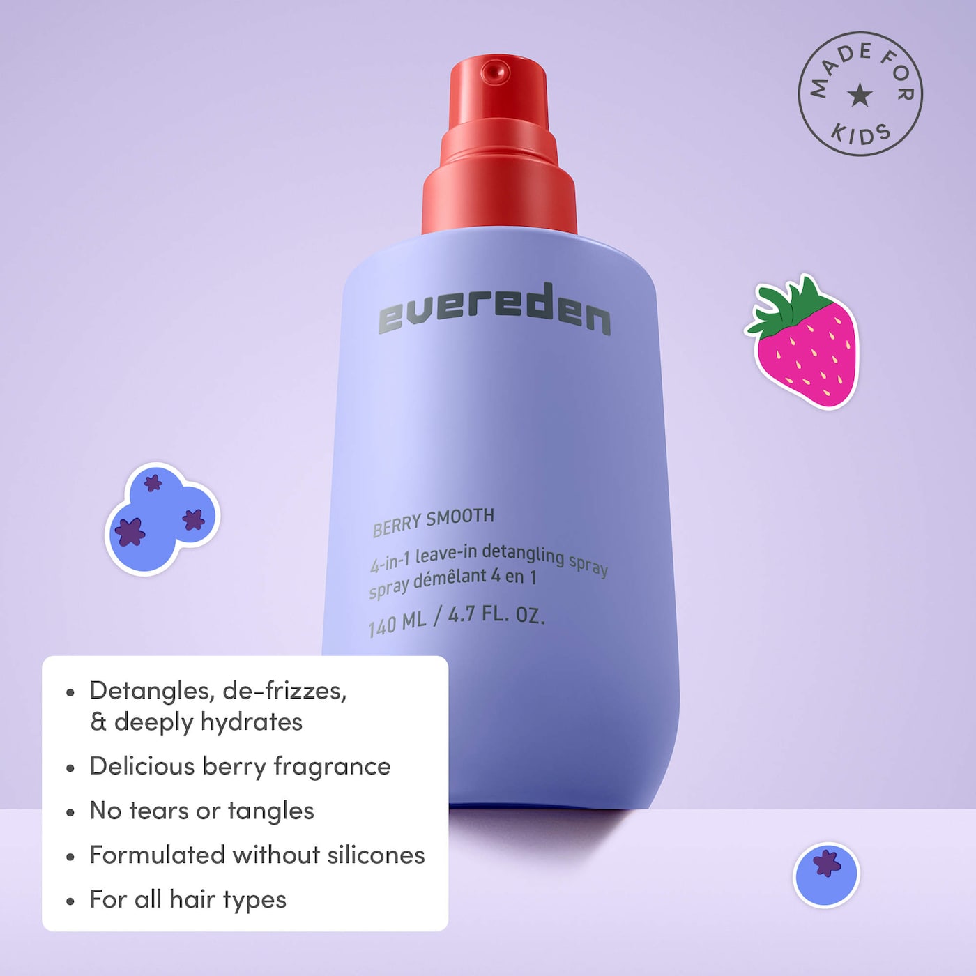 Evereden | Kids Berry Smooth 4-in-1 Leave-In Detangling Spray