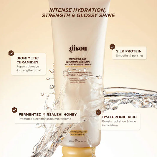 Gisou | Honey Gloss Ceramide Therapy Hydrating Shampoo & Conditioner Duo