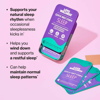 Love Wellness | Sleep Quick Melt Strips - Occasional Sleeplessness Support - Cranberry - 15ct