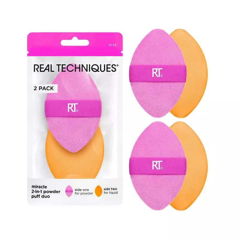 Real Techniques | Miracle 2-in-1 Powder Puff & Makeup Blender 2 Pack
