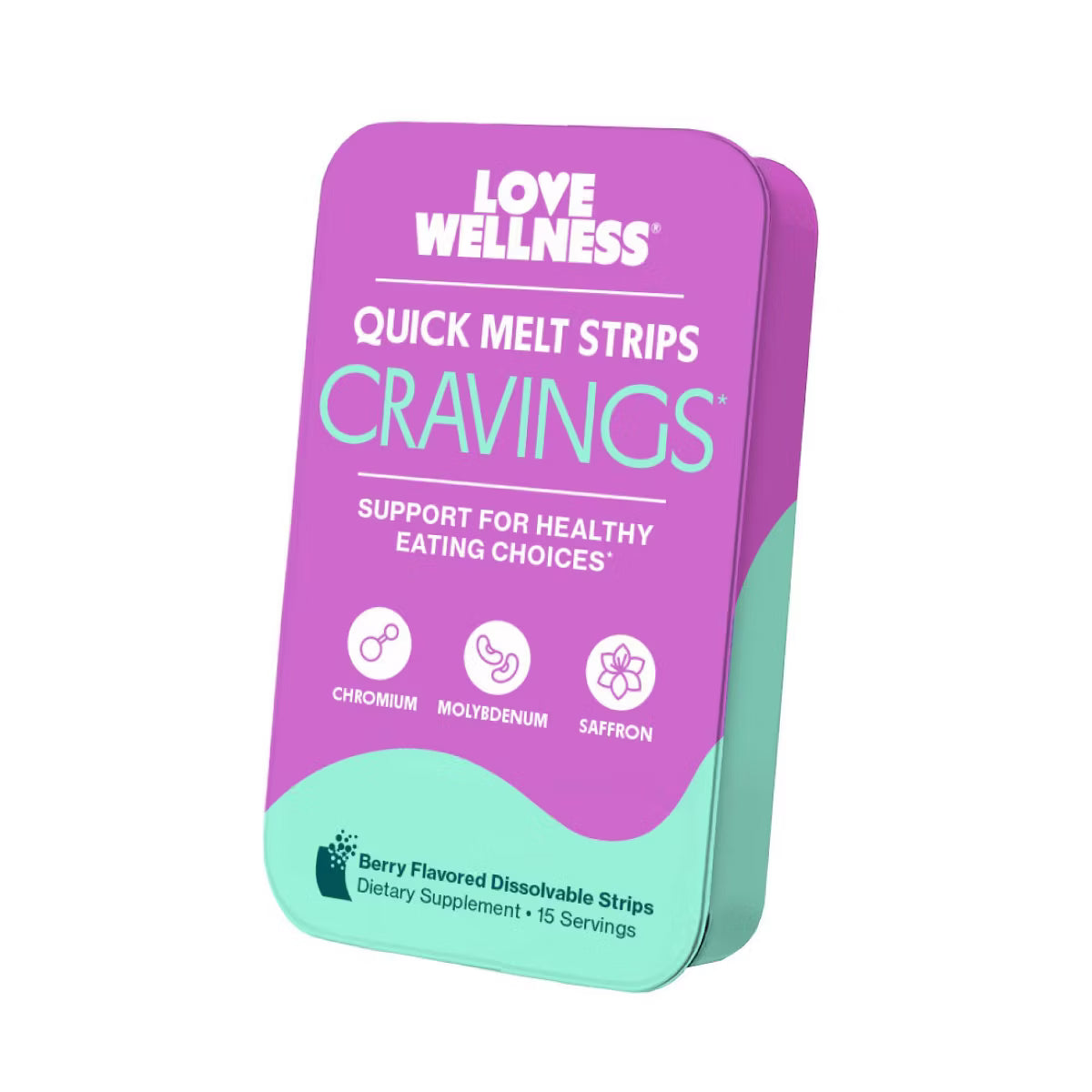 Love Wellness | Cravings Quick Melt Strips - Healthy Eating Support - Mixed Berry - 15ct