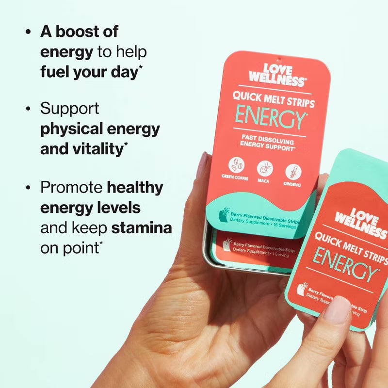 Love Wellness | Energy Quick Melt Strips - Energy Support - Berry - 15ct