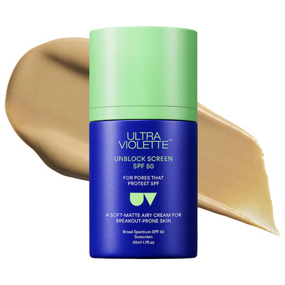 Ultra Violette | Unblock Screen SPF 50 Non-Acnegenic Facial Sunscreen with Bemotrizinol and Zinc Oxide