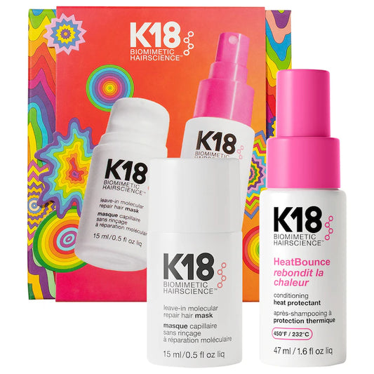 K18 Biomimetic Hairscience | Repair + Protect Mini Leave-In Molecular Repair Mask & HeatBounce Leave-In Conditioner Gift Set