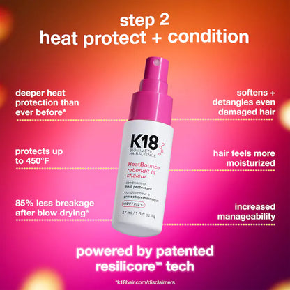 K18 Biomimetic Hairscience | Repair + Protect Mini Leave-In Molecular Repair Mask & HeatBounce Leave-In Conditioner Gift Set