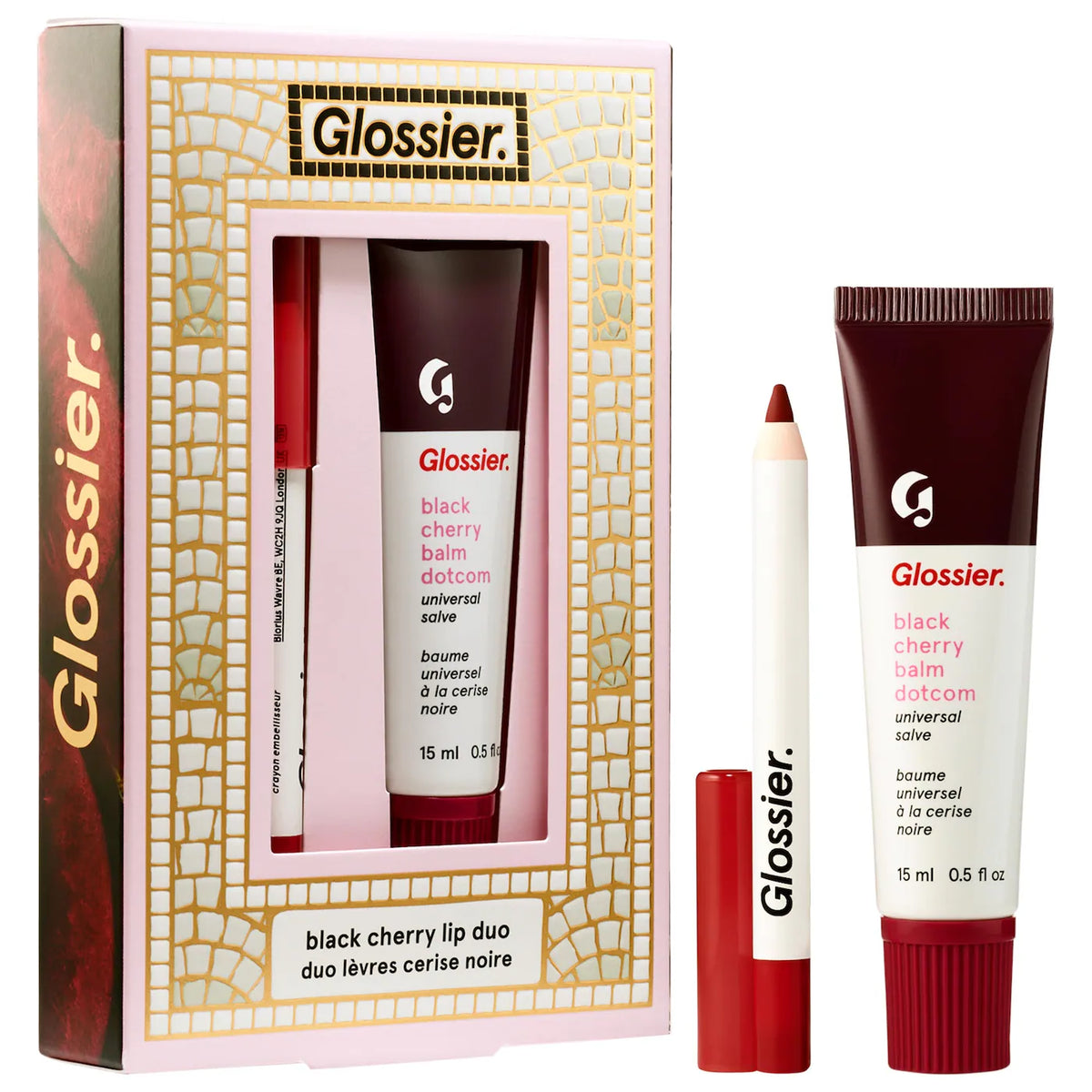 Glossier | Black Cherry Balm Dotcom & Mini Lip Line Lip Liner Pencil Makeup Gift Set