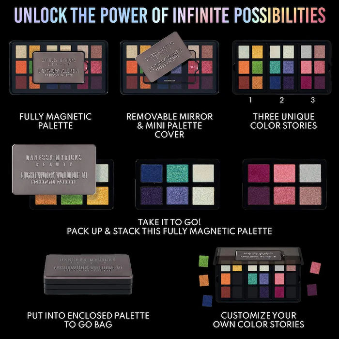 Danessa Myricks Beauty | LIGHTWORK VI The Freedom Palette: Magnetic, Customizable, Stackable Palette with Illuminating Pigments for Eyes, Face & Lips