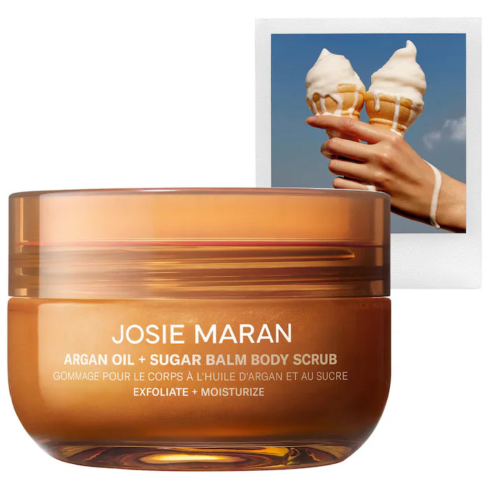 Josie Maran | Vanilla Vibezzz - Argan Oil + Sugar Balm Refillable Exfoliating Body Scrub Jar