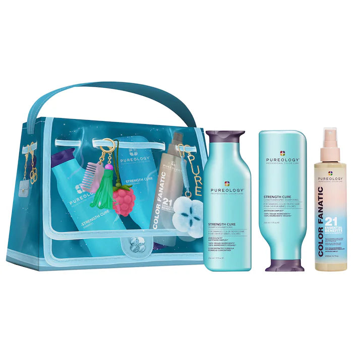 Pureology | Strength Cure Shampoo, Conditioner & Color Fanatic Gift Set for Damaged Hair
