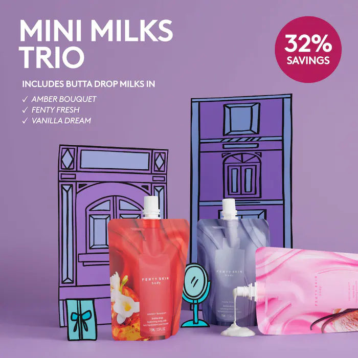 Fenty Beauty by Rihanna | Mini Milks Hydrating Body Milk Travel Pouch Trio