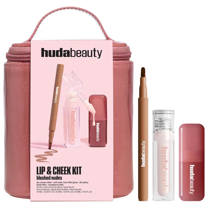 HUDA BEAUTY | Blushed Nudes Lip & Cheek Kit