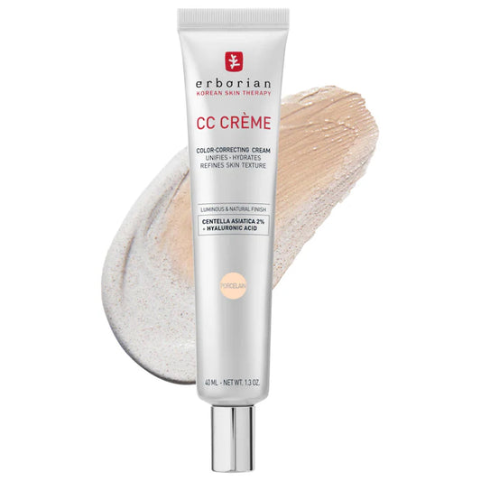Erborian | CC Cream Color-Corrector for Natural Luminous Finish with Korean 2% Centella Asiatica Extract and Hyaluronic Acid