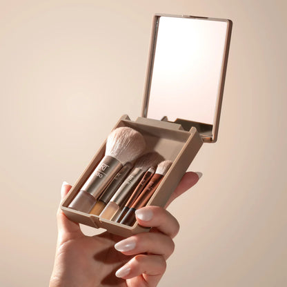 Real Techniques | New Nudes 2.0 On-The-Glow Mini Brush Set + Mirrored Compact