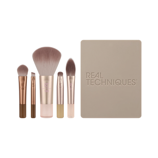 Real Techniques | New Nudes 2.0 On-The-Glow Mini Brush Set + Mirrored Compact