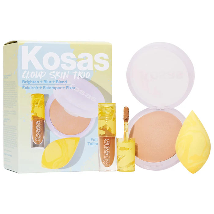 Kosas | Cloud Skin Complexion Bestsellers Set - Concealer, Setting Powder, Makeup Sponge