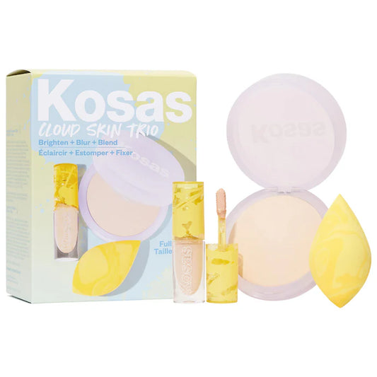 Kosas | Cloud Skin Complexion Bestsellers Set - Concealer, Setting Powder, Makeup Sponge