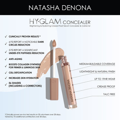 Natasha Denona | Hy-Glam Brightening & Hydrating Medium to Full Coverage Crease Proof Serum Concealer