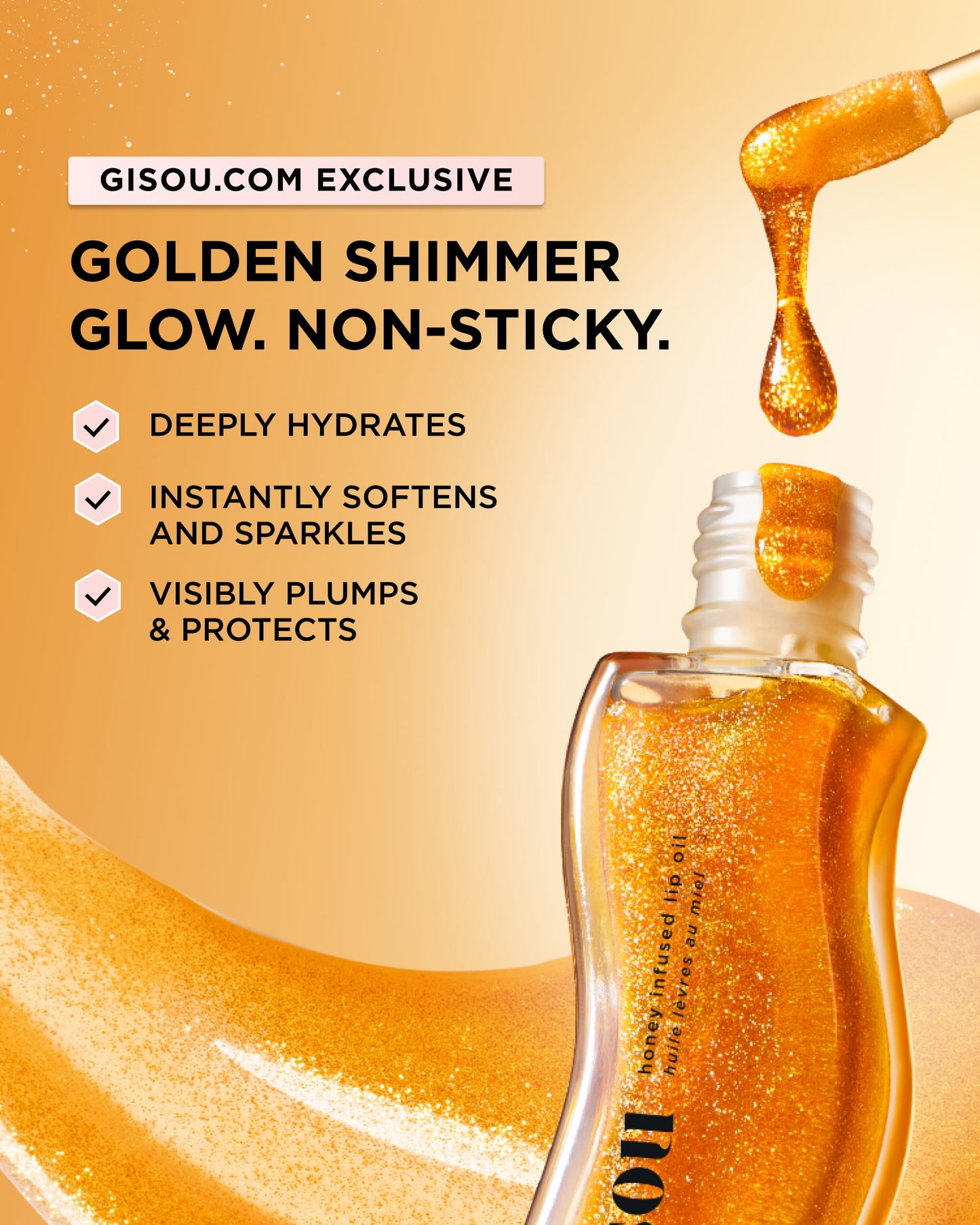 GISOU | LIP OIL GOLDEN SHIMMER GLOW HONEY INFUSED