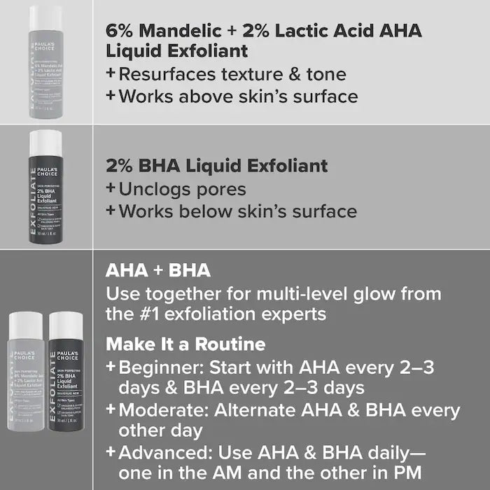 Paula's Choice | Expert Exfoliation Kit with 2% BHA + 6% Mandelic Acid AHA