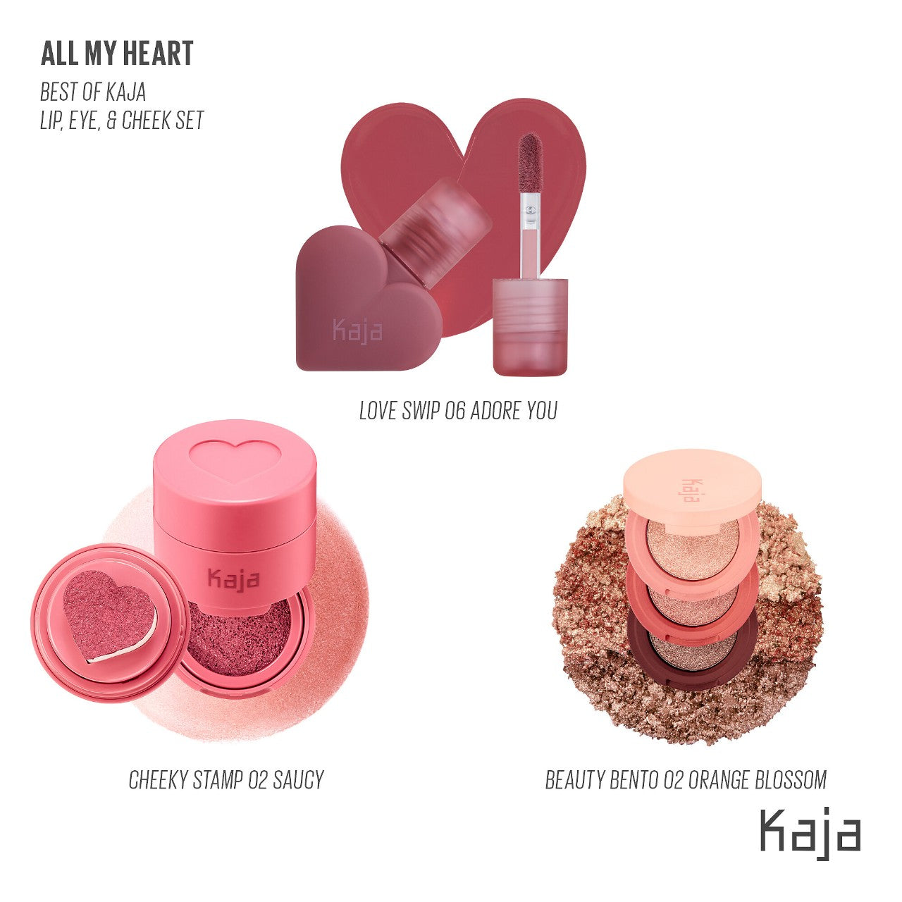 Kaja  | ALL MY HEART Lip, Eye, and Cheek Set