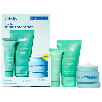 Skinfix | acne+ triple threat set with Salicylic Acid (BHA) + Niacinamide with B-L3™