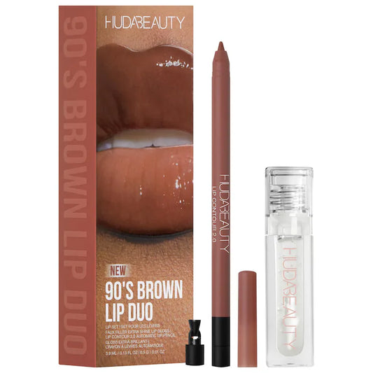 HUDA BEAUTY |  90s Brown Lip Liner and Lip Gloss Set