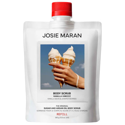 Josie Maran | Vanilla Vibezzz - Argan Oil + Sugar Balm Refillable Exfoliating Body Scrub Jar