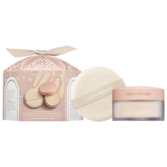 Laura Laura Mercier | Divinely Flawless Translucent Loose Setting Powder & Puff Set- Talc Free Ultra Blur