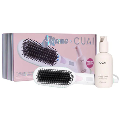 Mane | Mane x OUAI Anti-Frizz Heated Straightening Brush Hair Value Set