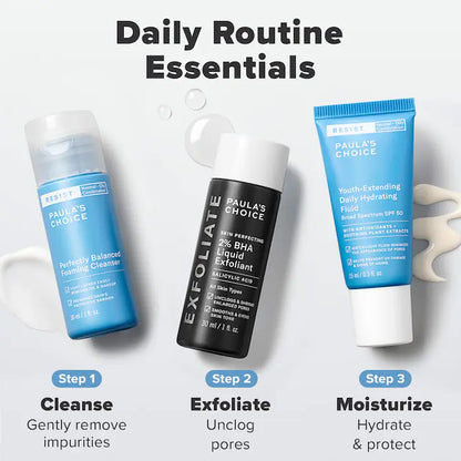 Paula's Choice | Mini Must-Haves with 2% BHA Exfoliating Toner, Foaming Cleanser, & SPF 50
