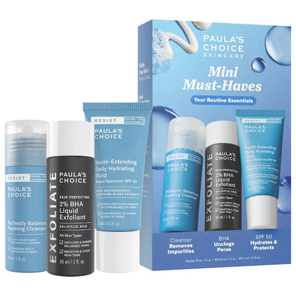 Paula's Choice | Mini Must-Haves with 2% BHA Exfoliating Toner, Foaming Cleanser, & SPF 50