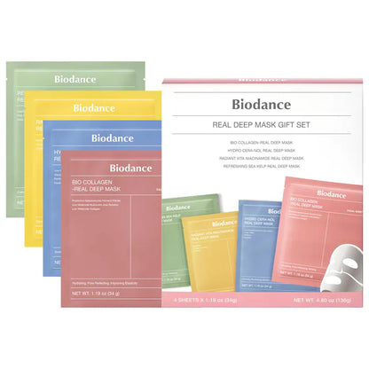 Biodance | Real Deep Mask Gift Set - 4 Masks for Pore Care, Hydration, Calming and Dark Spot Treatment