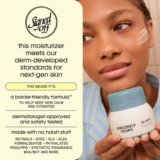 Sincerely Yours | So Soft Daily Barrier Strengthening Lightweight Moisturizer with Hyaluronic Acid, Ceramides and Niacinamide