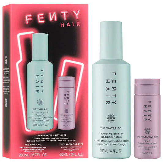 Fenty Beauty by Rihanna | The Hot & Hydrated Ones Heat Protectant & Leave-In Conditioner Hair Gift Set