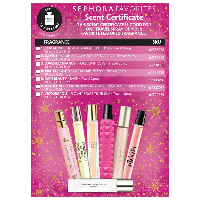 Sephora Favorites |  Holiday Travel Spray Perfume Sampler Set w/ Redeemable Voucher