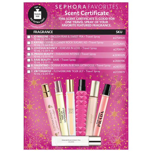 Sephora Favorites |  Holiday Travel Spray Perfume Sampler Set w/ Redeemable Voucher
