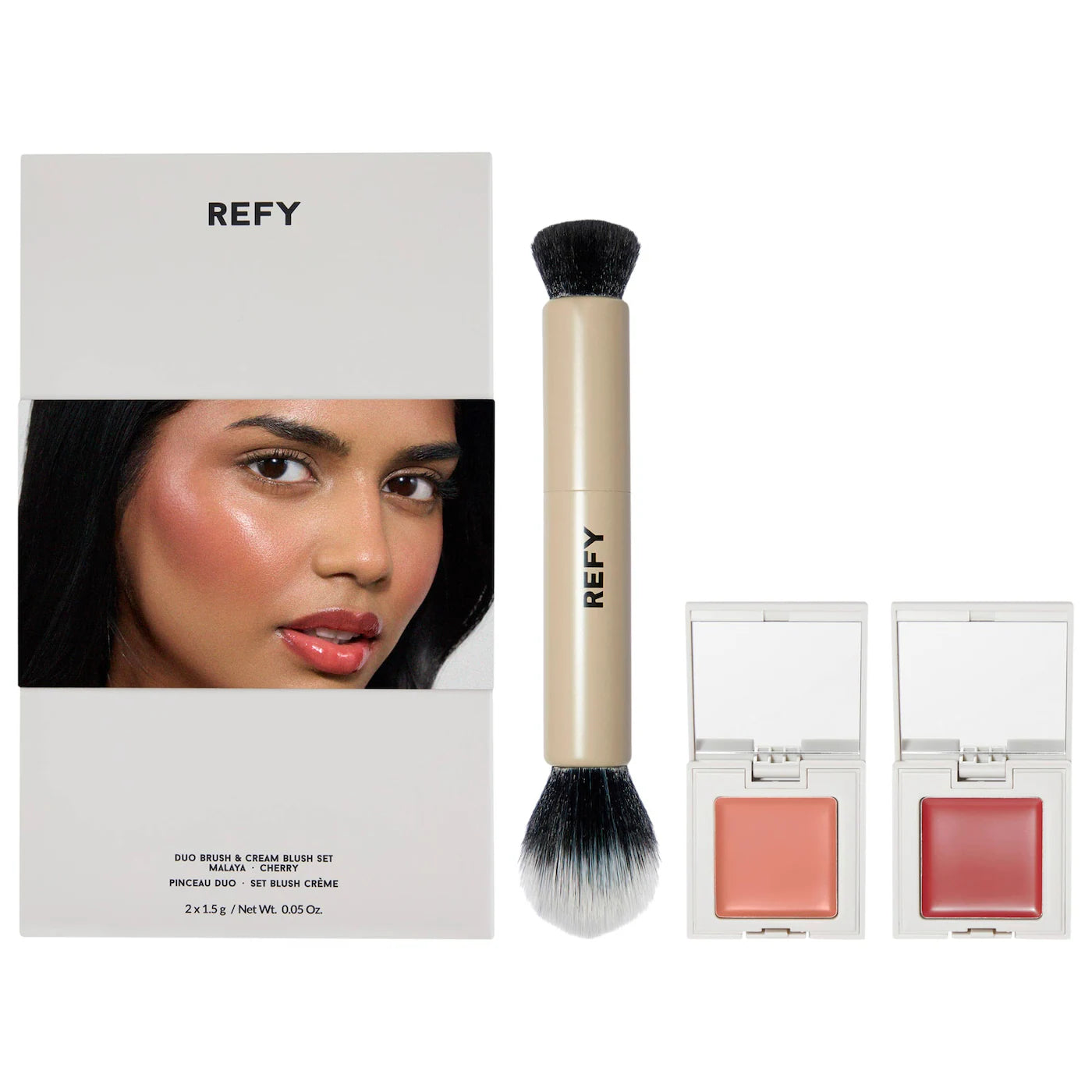REFY | Cream Blush Duo with Duo Face Brush Gift Set