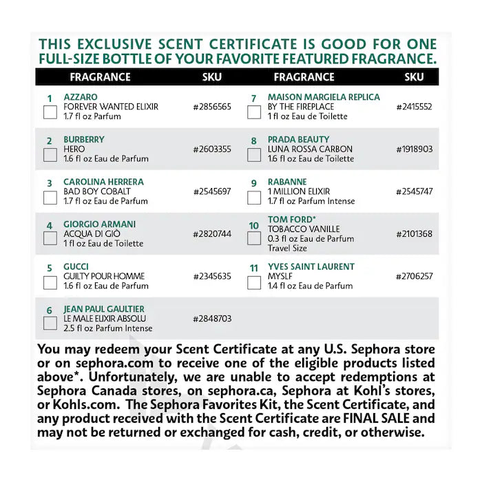 Sephora Favorites | The Essential Men's Fragrance Cologne Sampler Set w/ Redeemable Voucher