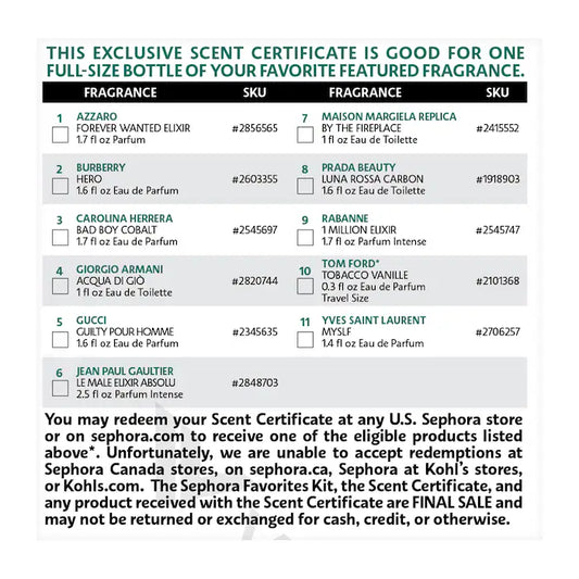 Sephora Favorites | The Essential Men's Fragrance Cologne Sampler Set w/ Redeemable Voucher