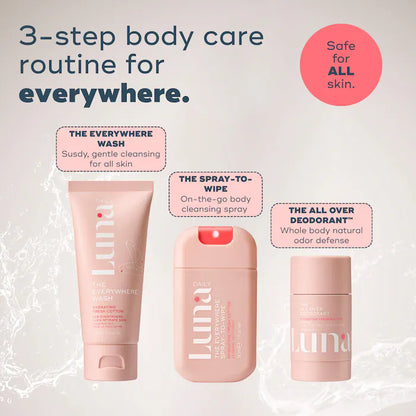 Luna Daily | The Hydrating Everywhere Body Minis Kit - 3 step microbiome + pH-balancing body care routine