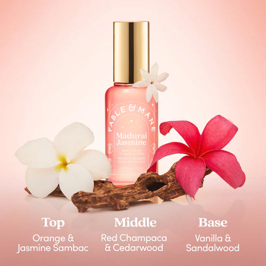 Fable & Mane | Madurai Jasmine Hair & Body Mist with Red Champaca + Sandalwood