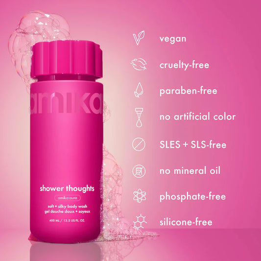 Amika | Gel de baño suave y sedoso Shower Thoughts con AHA y glicerina