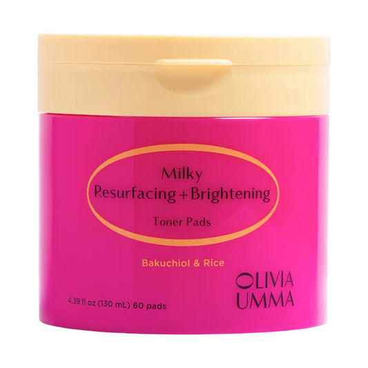 OLIVIAUMMA | Milky Resurfacing + Brightening Toner Pads and Face Treatment with Bakuchiol and Niacinamide