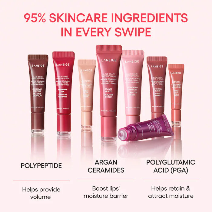 LANEIGE | Glaze Craze Tinted Polypeptide Lip Serum Treatment