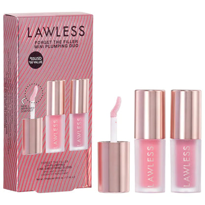 LAWLESS | Mini Forget The Filler Lip Plumper Duo with Velvet + Strawberry Popsicle